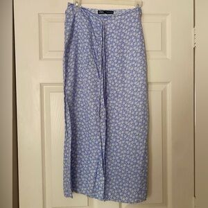 Zara Floral Print Silk Skirt.